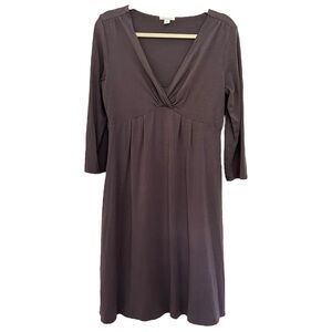 Garnet‎ Hill Women’s 3/4 Sleeve Gray V Neck Midi Dress  Sz S